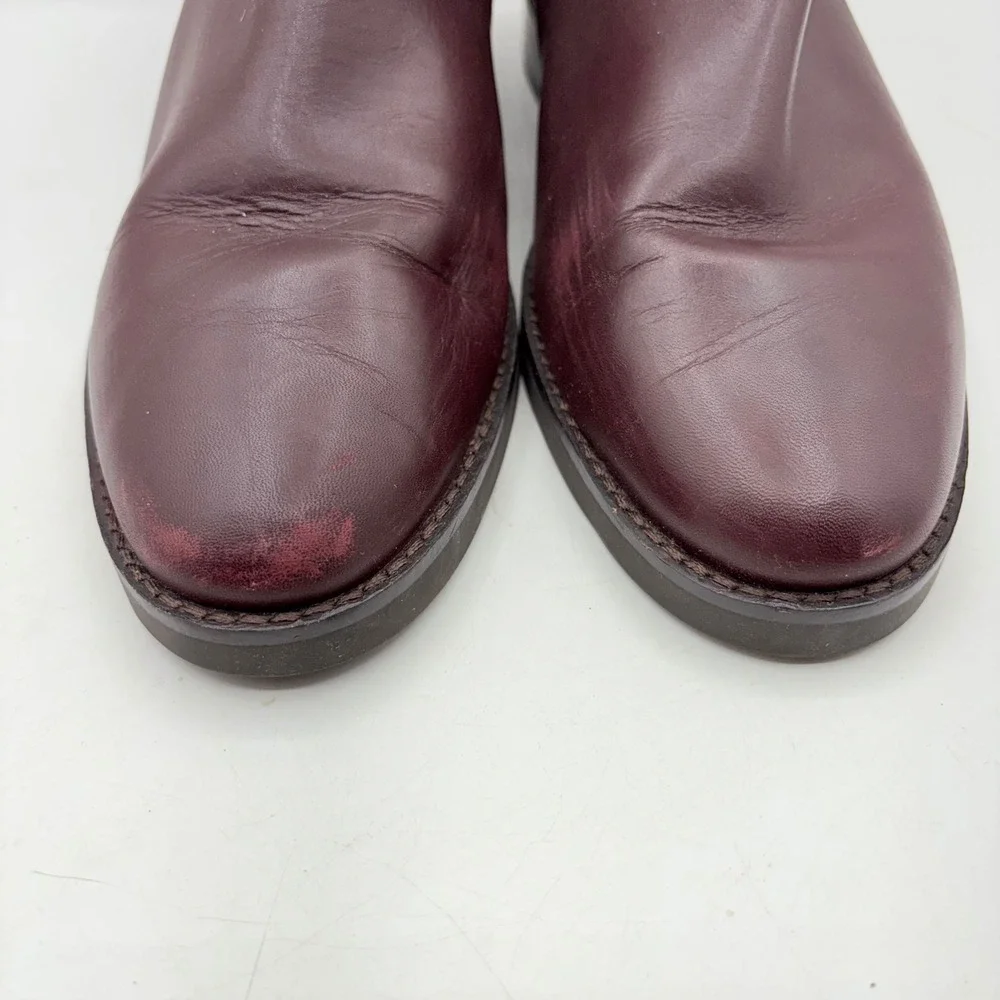 Cole‎ Haan River Chelsea Bootie Ankle Boots Burgundy Leather Side Zip Women 11
